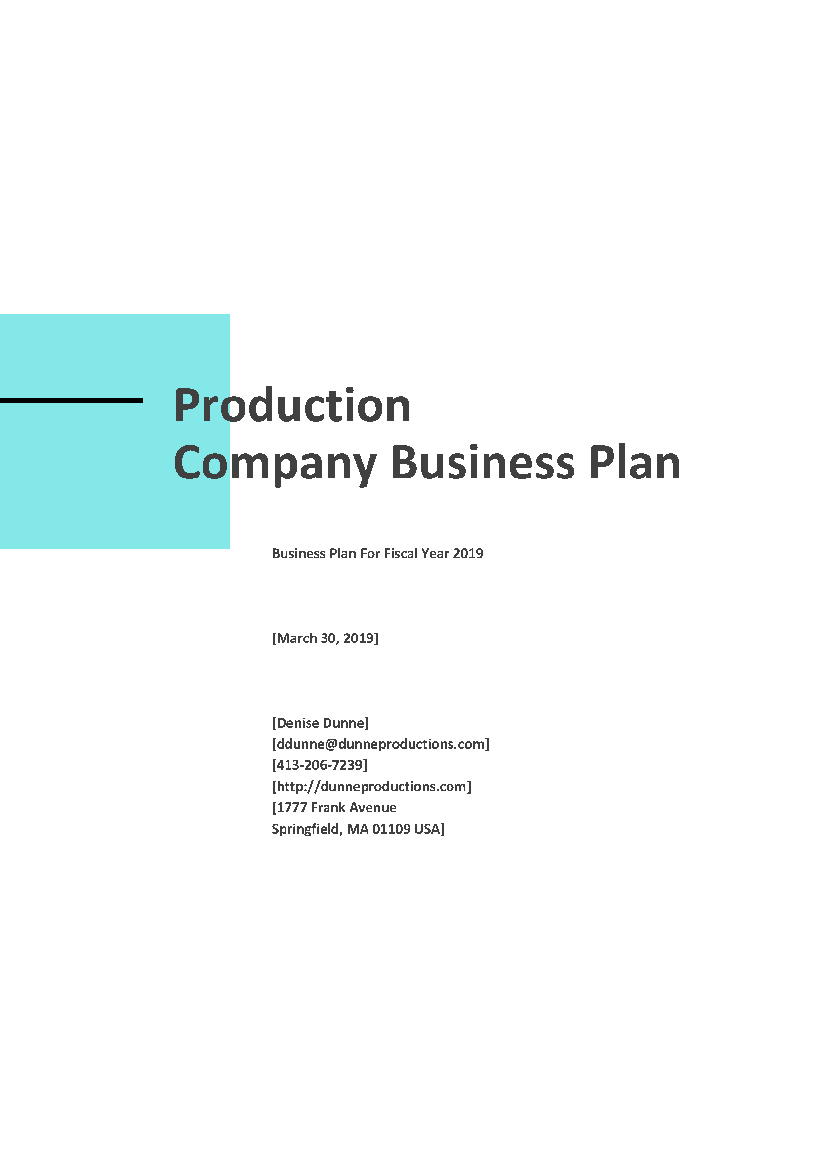 8 - Production Company Business Plan